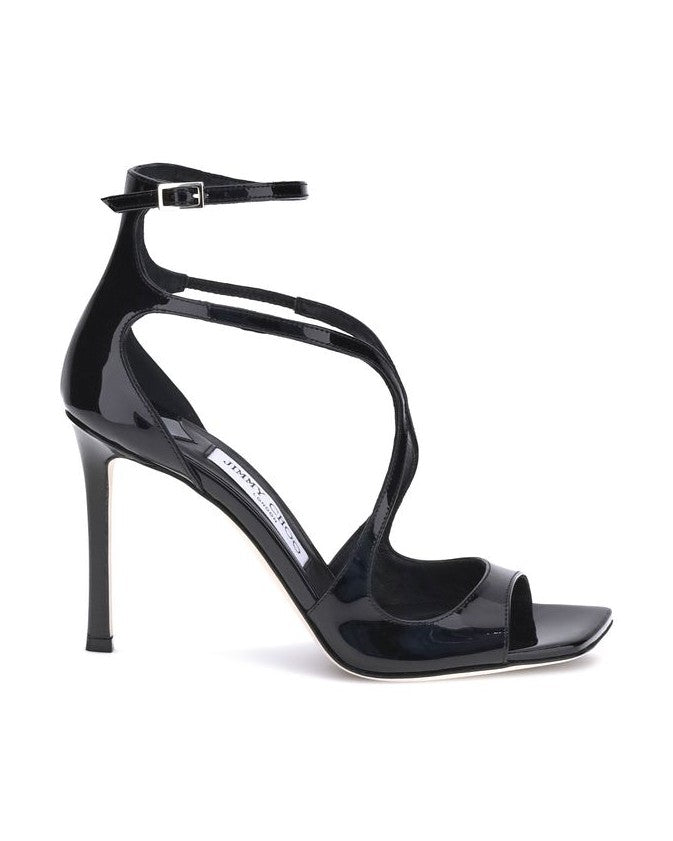 Jimmy Choo BlackCalf Leather Bos Taurus Stiletto Heel Sandals Glam Steals