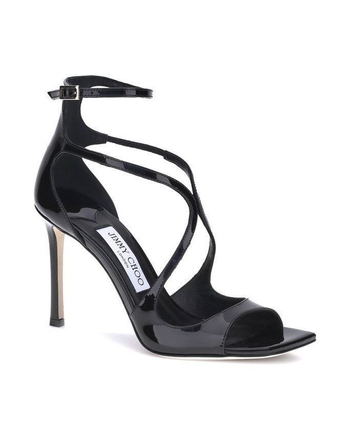 Jimmy Choo BlackCalf Leather Bos Taurus Stiletto Heel Sandals Glam Steals