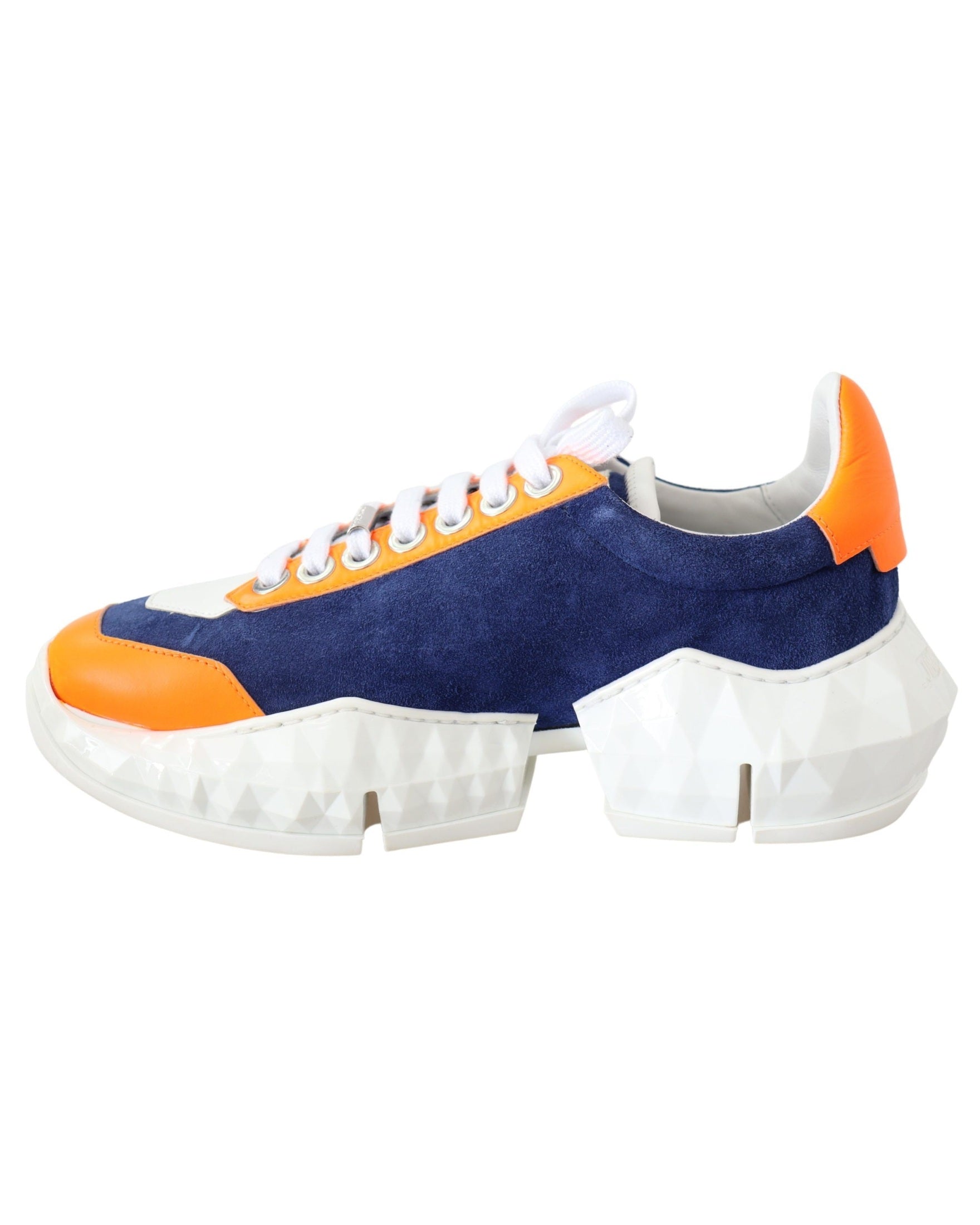 Jimmy Choo Blue Leather Diamond Orange Sneaker Glam Steals