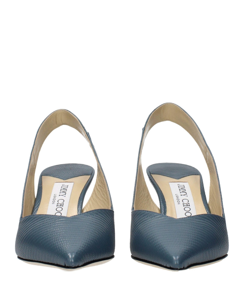 Jimmy Choo Blue Leather Mid Heel Pumps Glam Steals