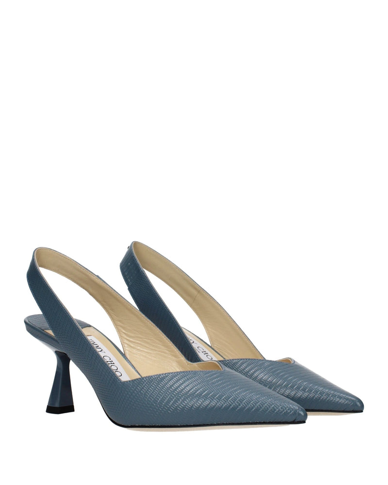 Jimmy Choo Blue Leather Mid Heel Pumps Glam Steals