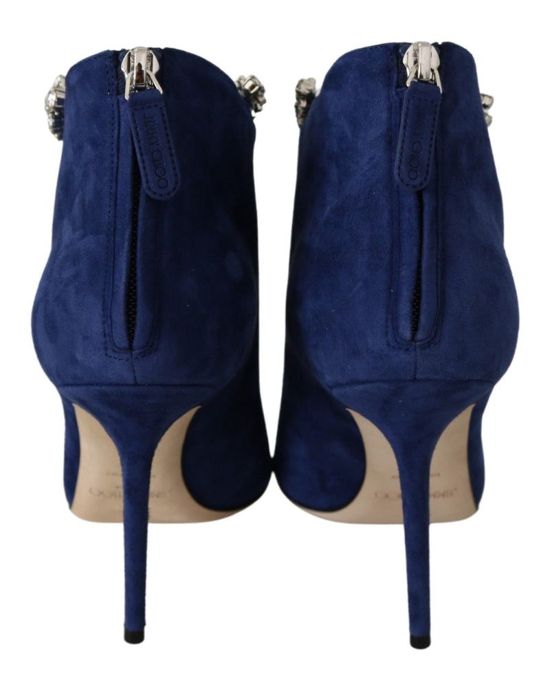 Jimmy Choo Blue Leather Pop Blaize 100 Boots Shoes Glam Steals