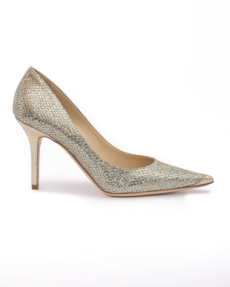 Jimmy Choo Gold Glitter Fabric Agnes Pumps Glam Steals