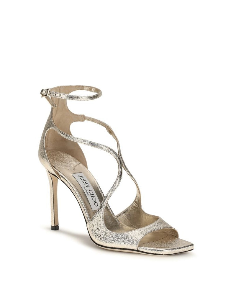 Jimmy Choo Gold Leather Calf Bos Taurus Stiletto Heel Sandals Glam Steals