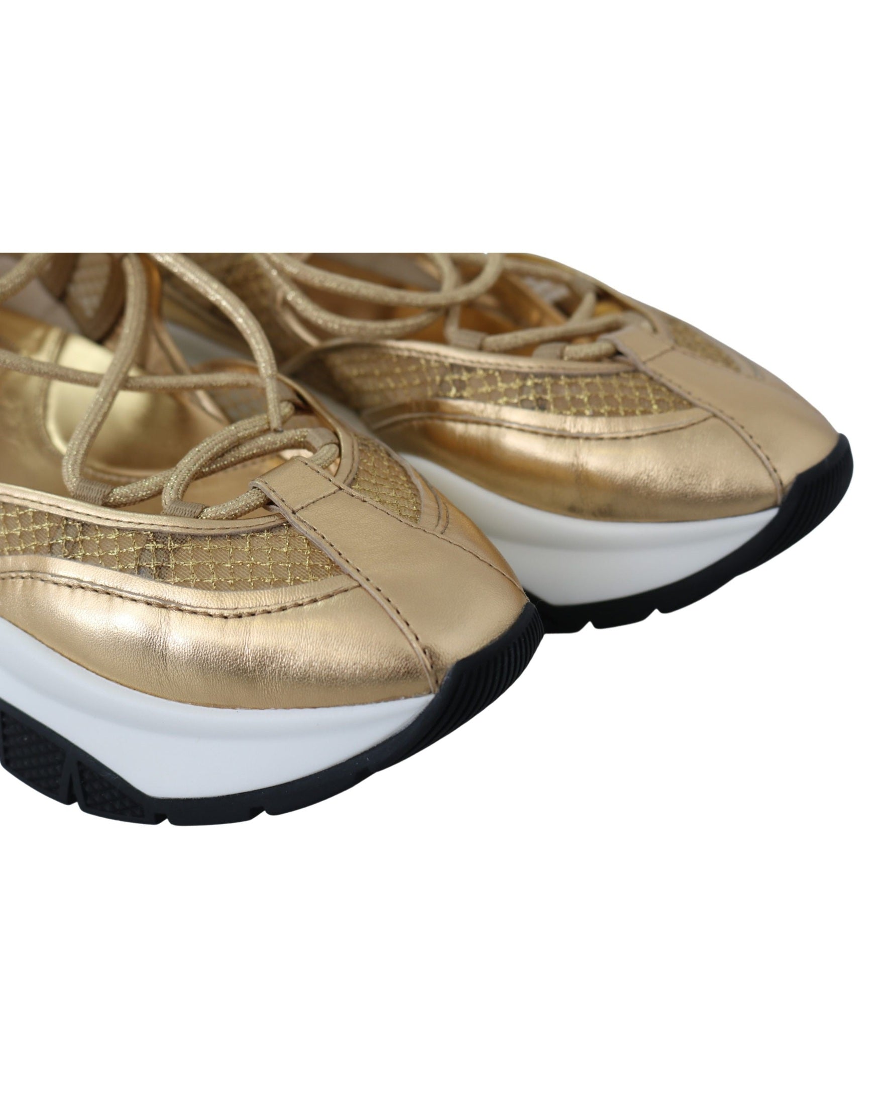 Jimmy Choo Gold Mesh Leather Michigan Sneakers Glam Steals