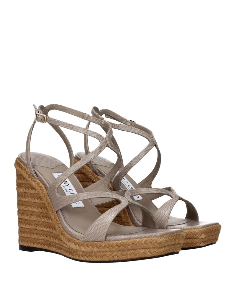 Jimmy Choo Gray Leather Wedges Sandals Glam Steals