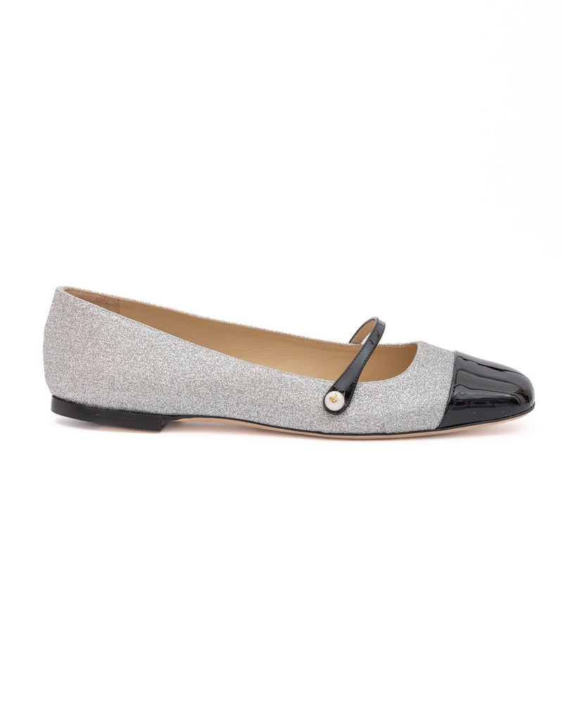 Jimmy Choo Grey Fine Glitter Elisa Flats Glam Steals