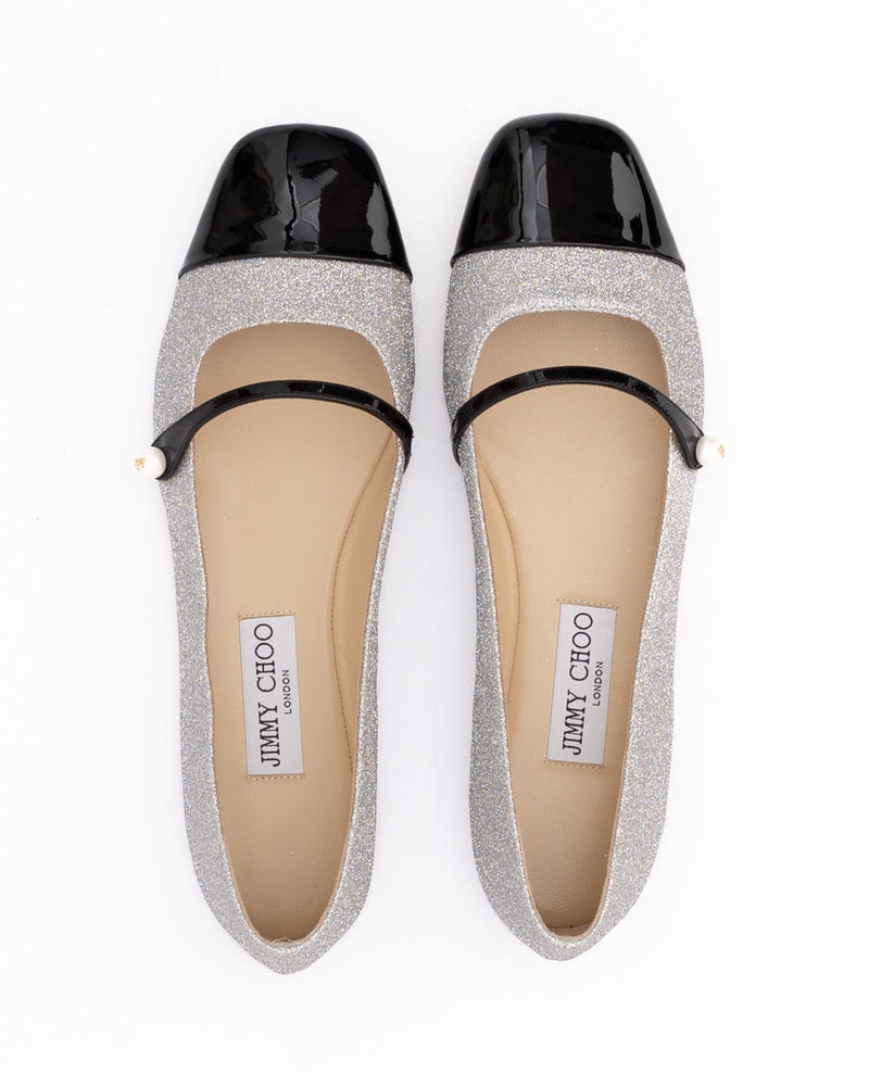 Jimmy Choo Grey Fine Glitter Elisa Flats Glam Steals