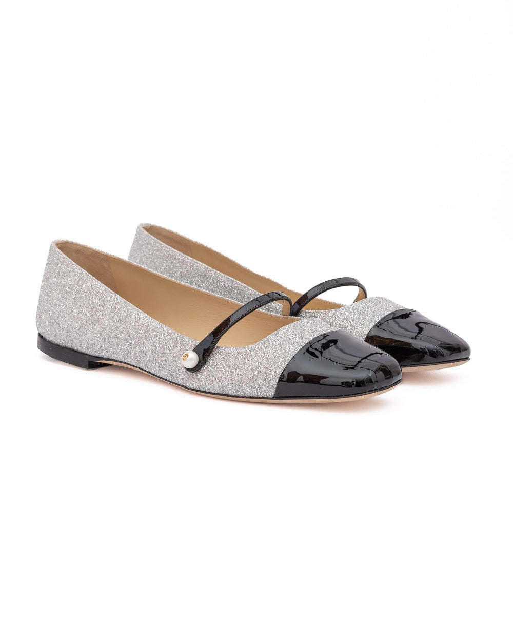 Jimmy Choo Grey Fine Glitter Elisa Flats Glam Steals