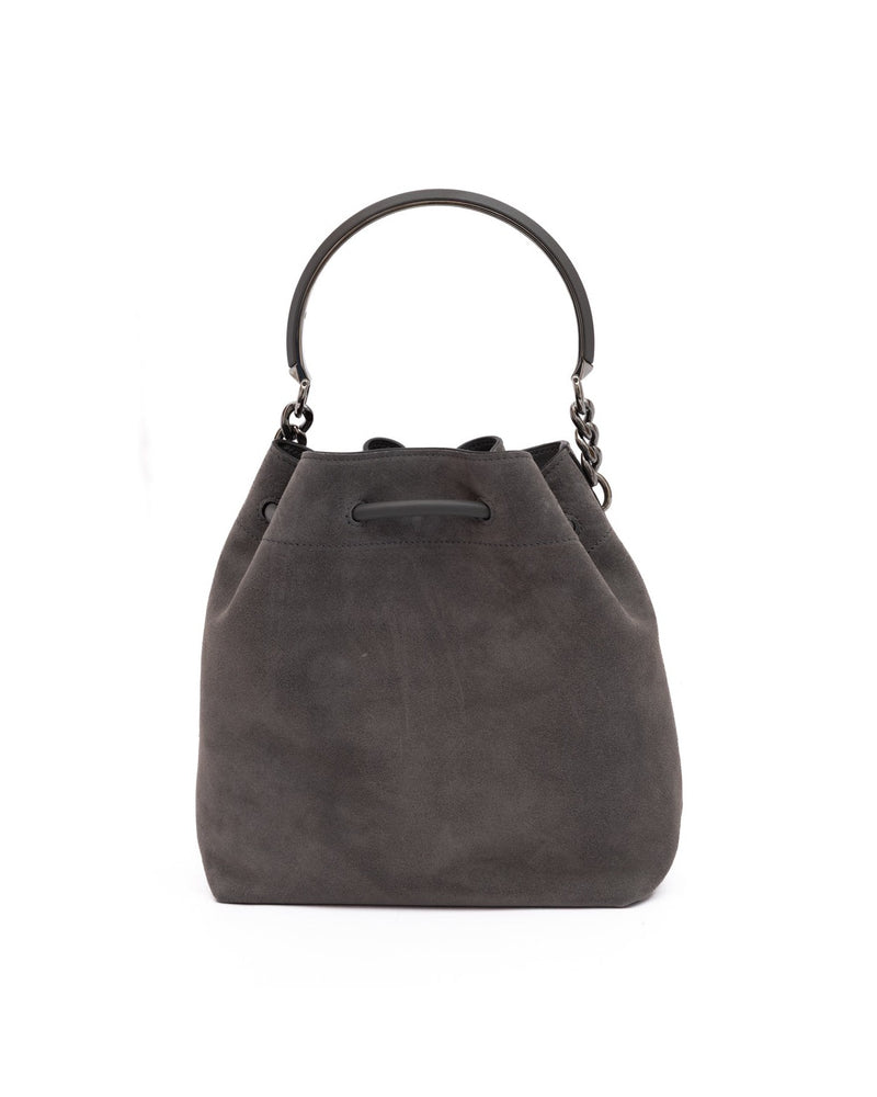 Jimmy Choo Grey Suede Dark Bon Bucket Bag Glam Steals