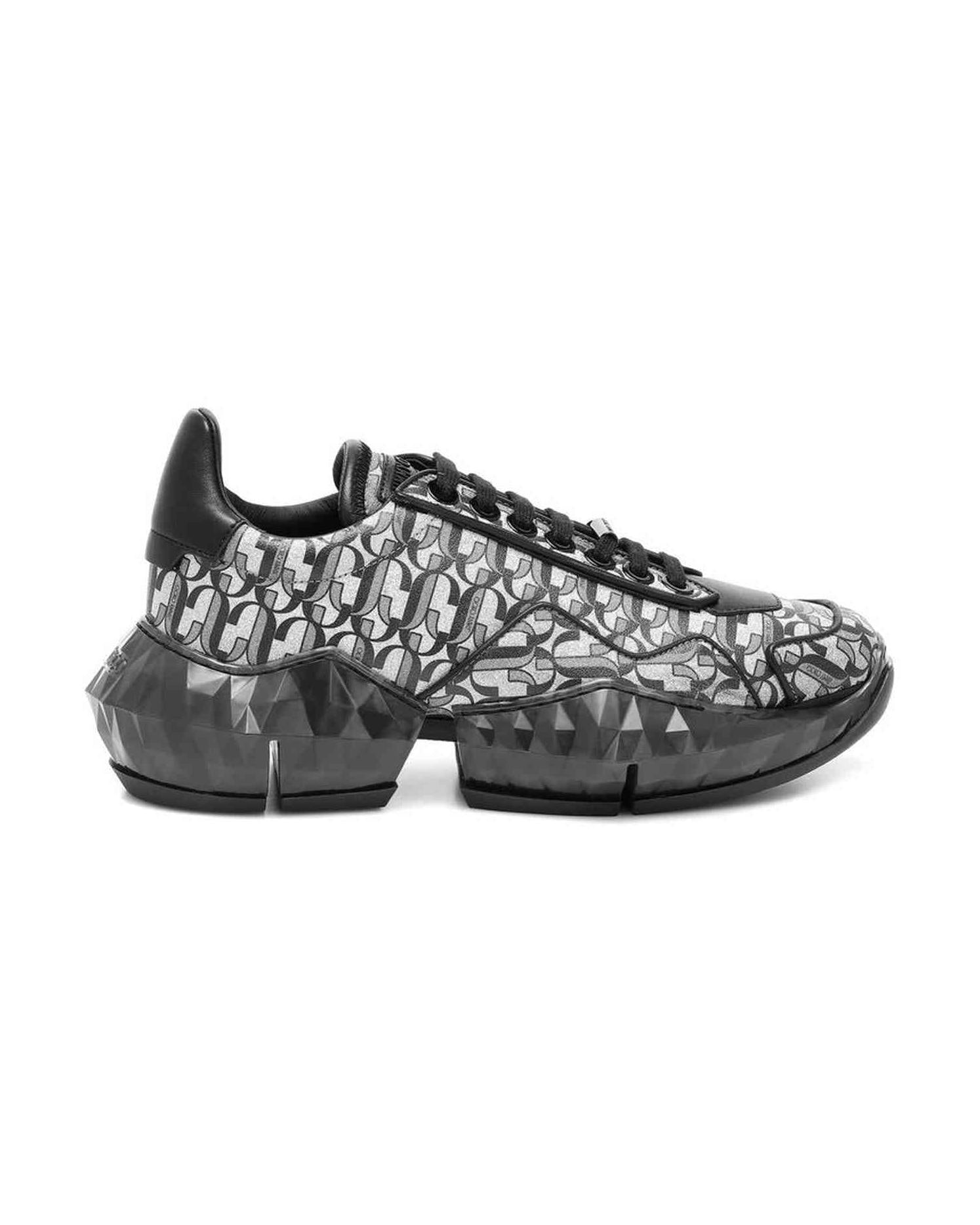 Jimmy Choo Leather Diamond Jc Monogram Glitter Sneakers Glam Steals