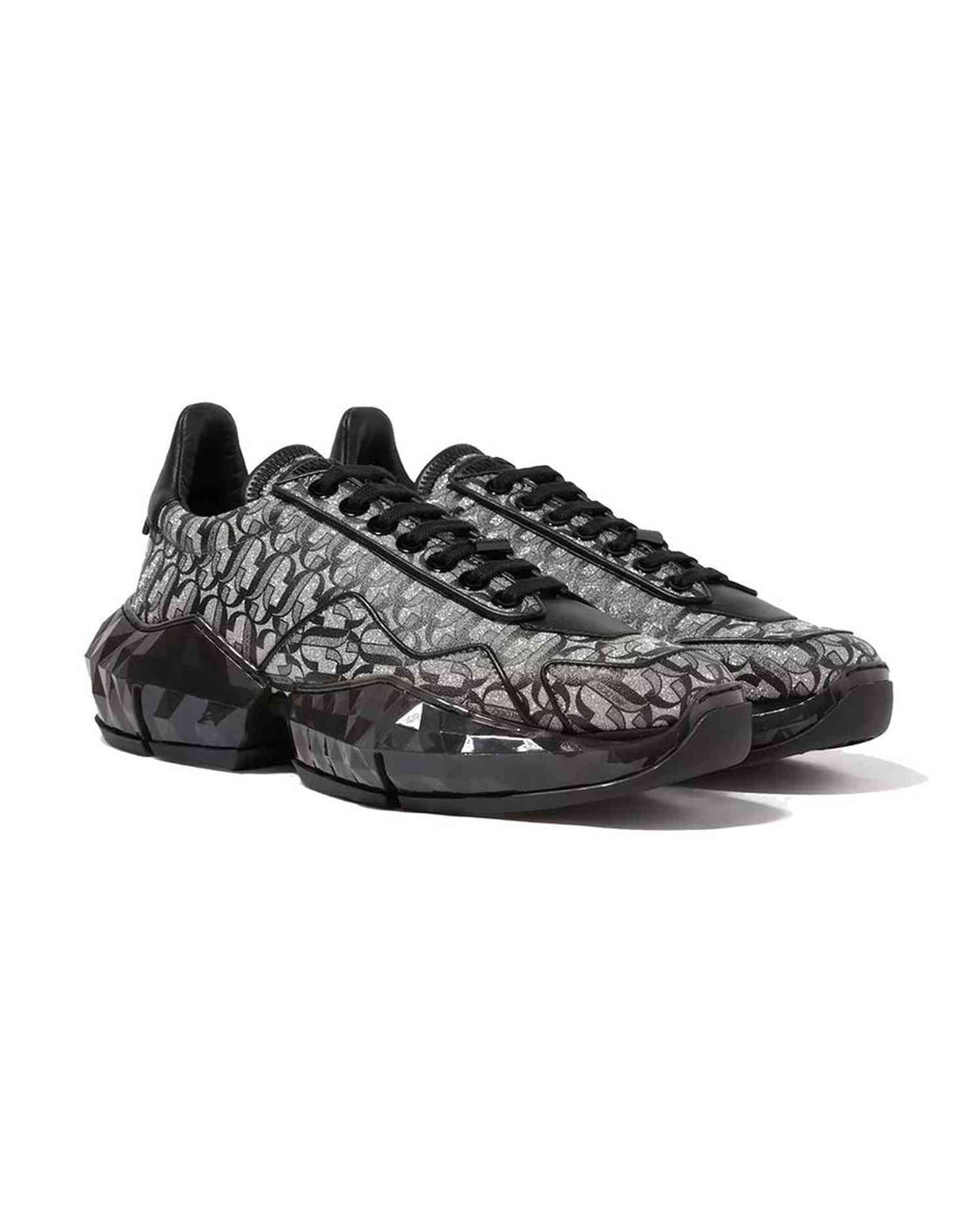 Jimmy Choo Leather Diamond Jc Monogram Glitter Sneakers Glam Steals