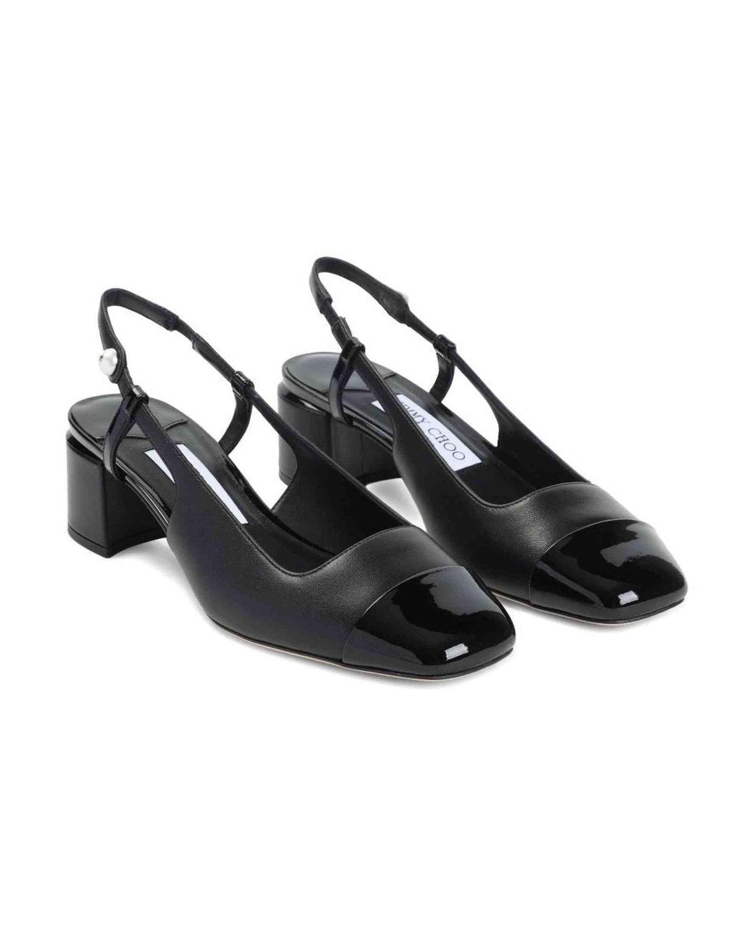 Jimmy Choo Leather Elisa Sling Back 45 Patent and Nappa Pumps Glam Steals