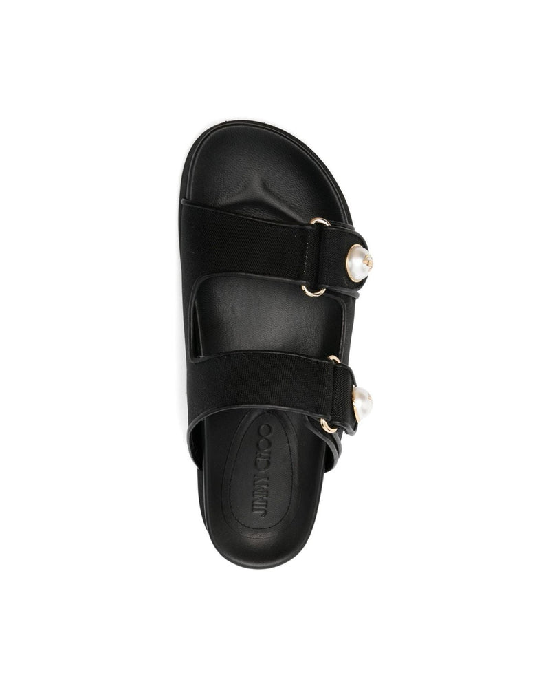 Jimmy Choo Leather Fayence Sandals Low with Pearls Glam Steals