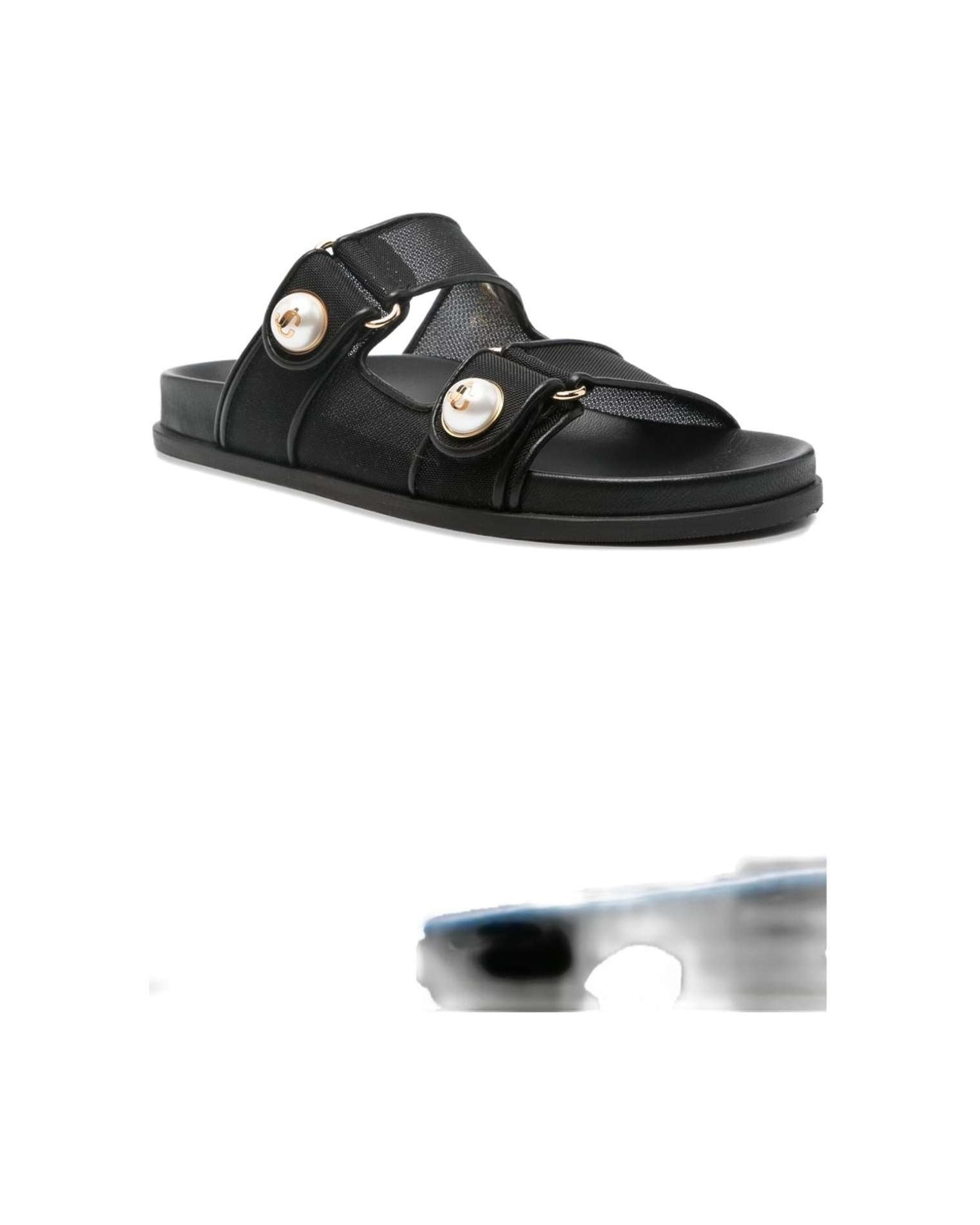 Jimmy Choo Leather Fayence Sandals Low with Pearls Glam Steals
