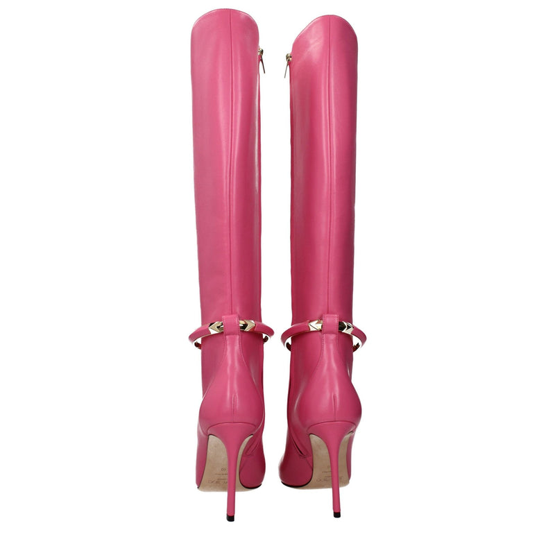 Jimmy Choo Pink Leather High Heel Boots Glam Steals