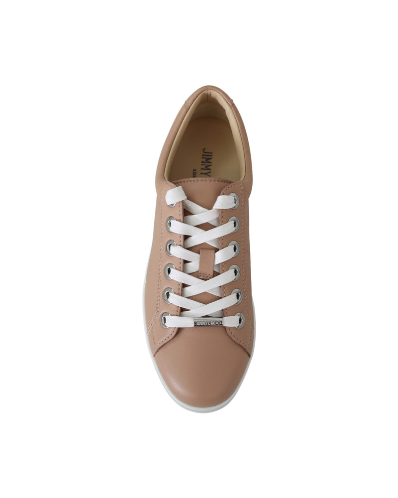 Jimmy Choo Pink Leather Powder Cash Sneakers Glam Steals