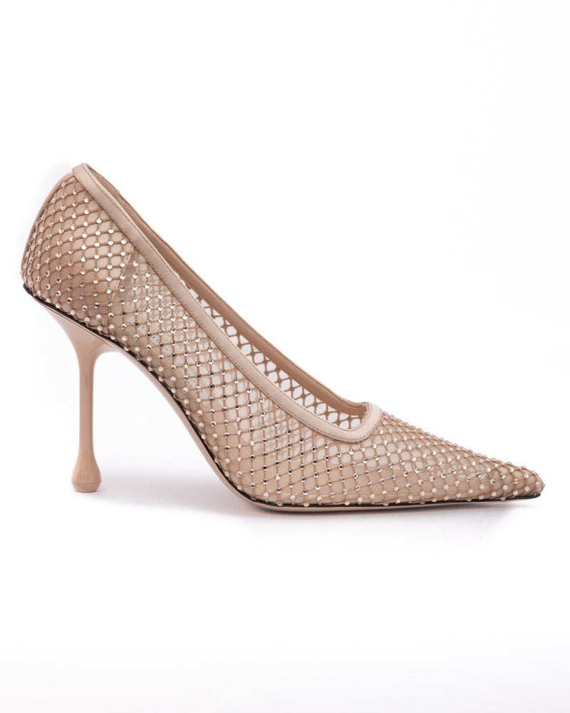 Jimmy Choo Pink Mesh Powder Satin Crystal Ixia 95 Pumps Glam Steals