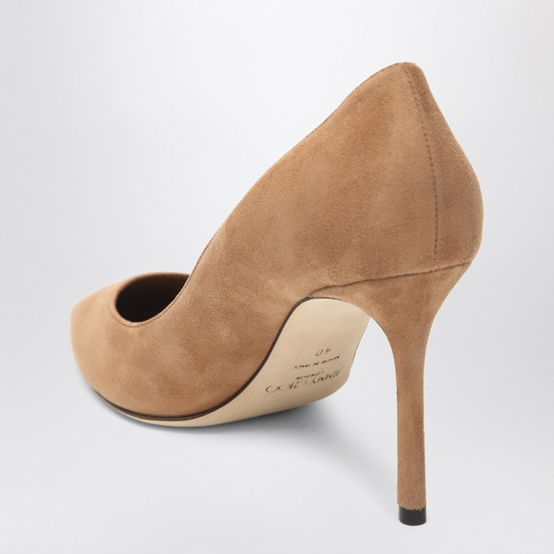 Jimmy Choo Suede Romy 85 Pumps In Toffee Colour Glam Steals
