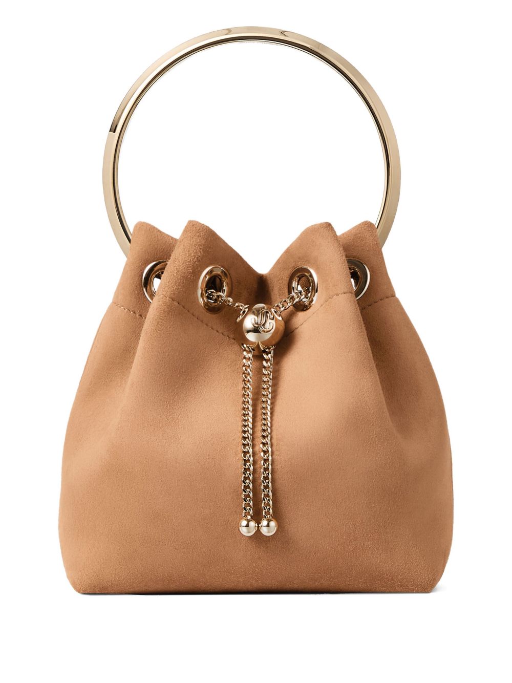 Jimmy Choo Suede Toffee Bag with Pearl Closure Glam Steals