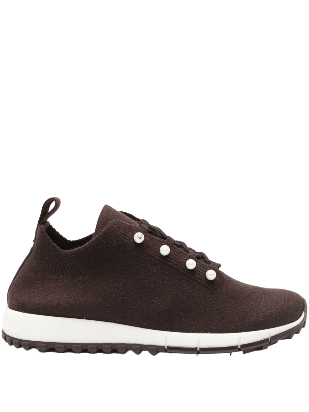 Jimmy Choo Veles Cashmere Melange Knit Trainers with Pearl Buttons Glam Steals