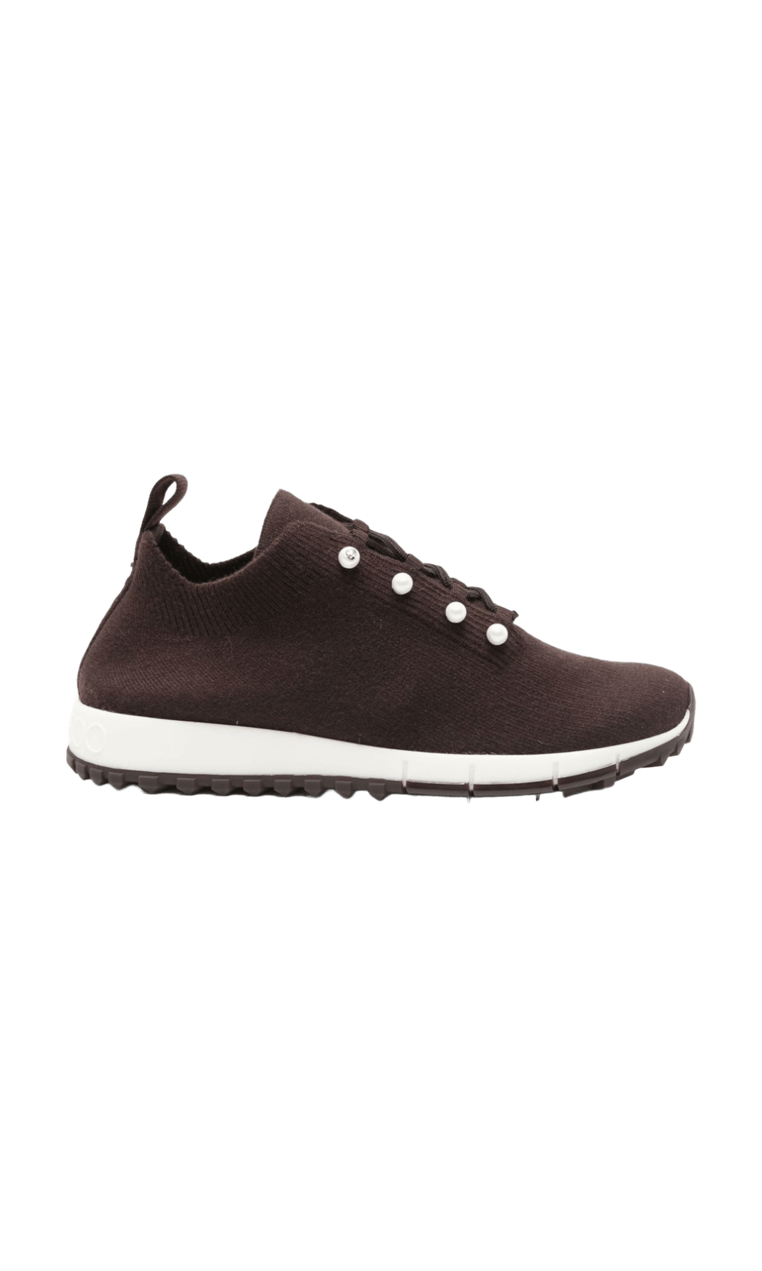 Jimmy Choo Veles Cashmere Melange Knit Trainers with Pearl Buttons Glam Steals