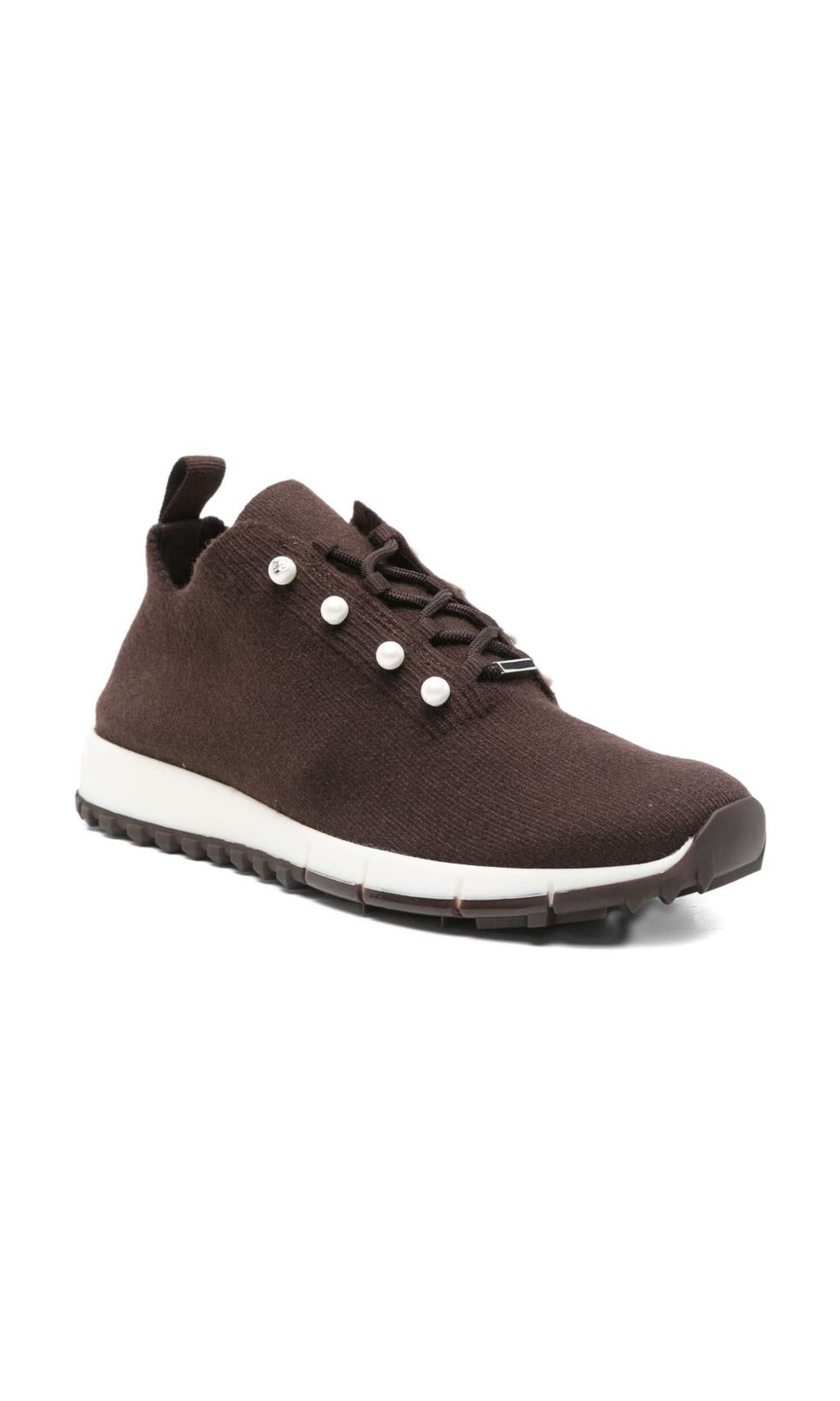 Jimmy Choo Veles Cashmere Melange Knit Trainers with Pearl Buttons Glam Steals