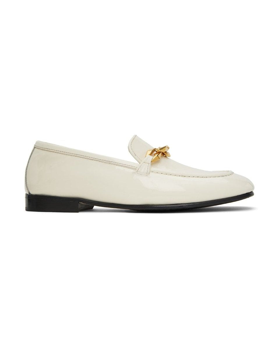 Jimmy Choo White Calfskin Slip On Loafers 