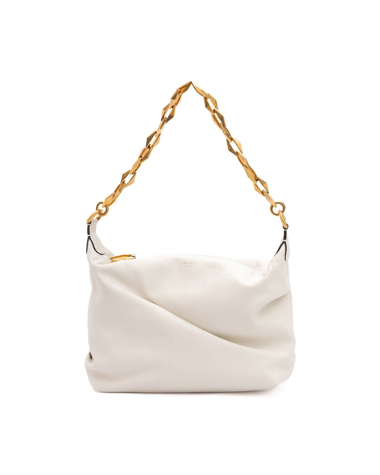 Jimmy Choo White Leather Diamond Hobo Shoulder Bag Glam Steals