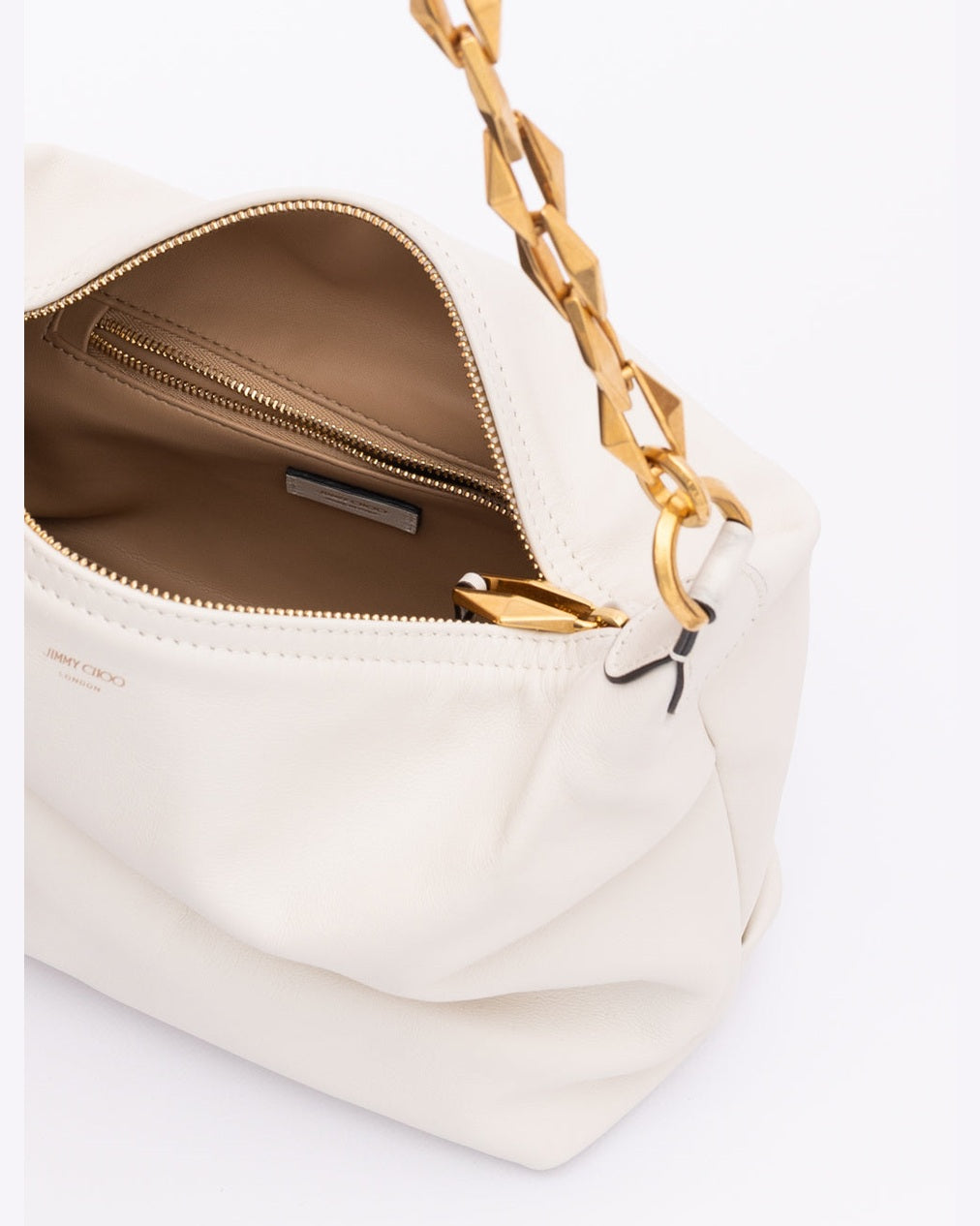 Jimmy Choo White Leather Diamond Hobo Shoulder Bag Glam Steals