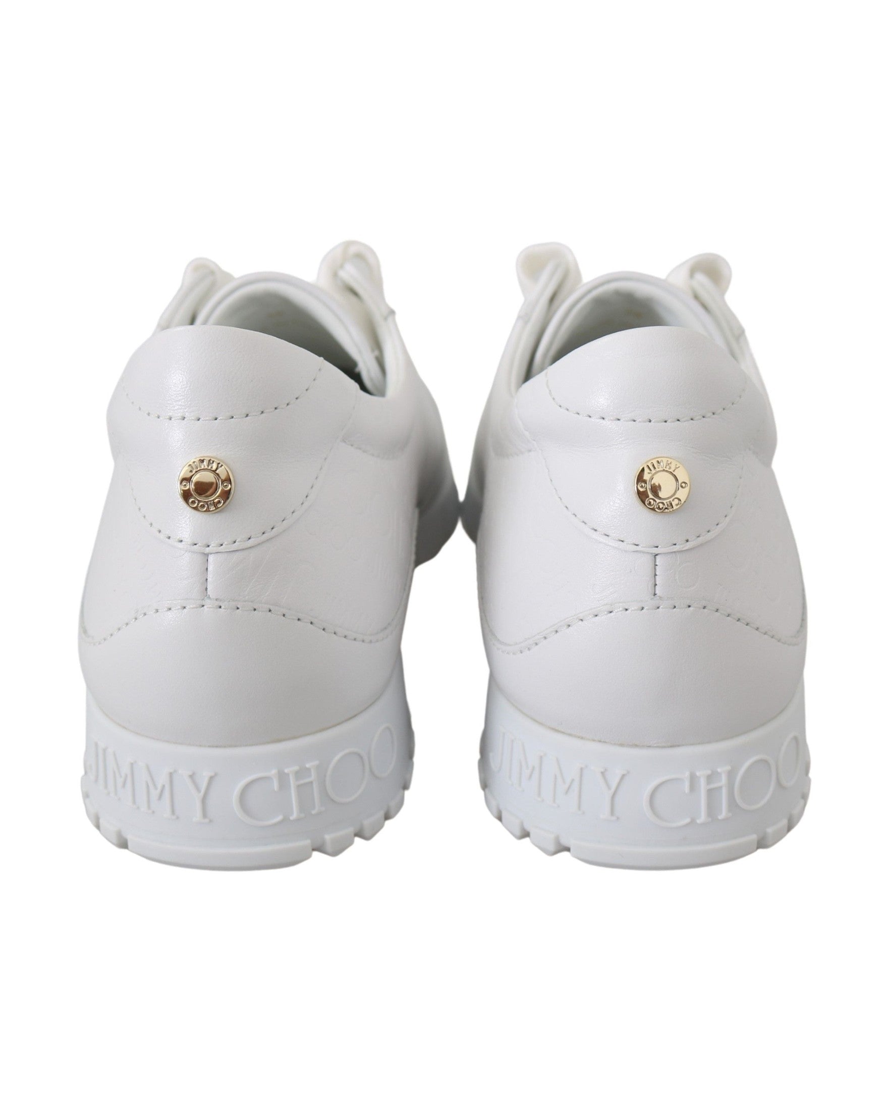 Jimmy Choo White Leather Monza Sneakers Glam Steals