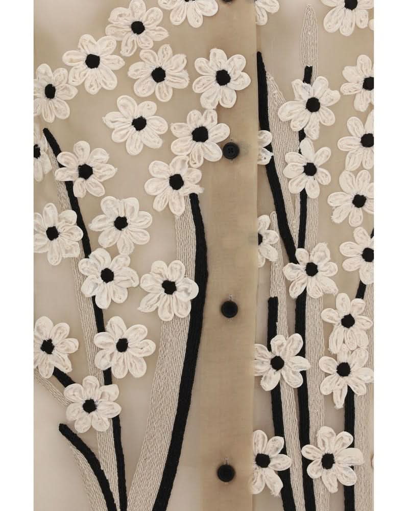 Khaite Beige Silk Pattern Shirt Glam Steals