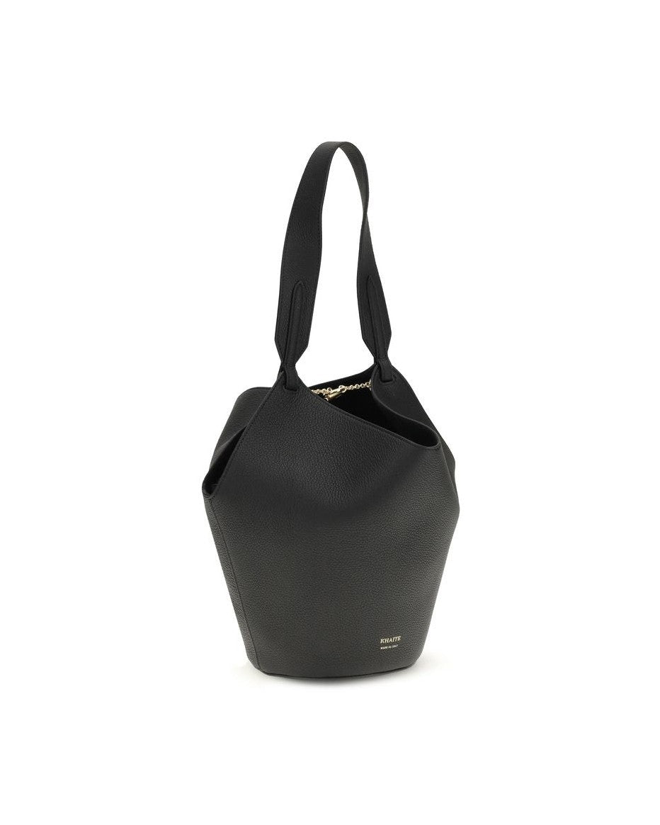 Khaite Black Calf Leather Bos Taurus Shoulder Bag Glam Steals