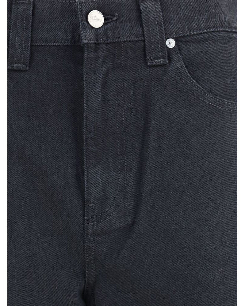 Khaite Black Cotton Straight Leg Jeans Glam Steals