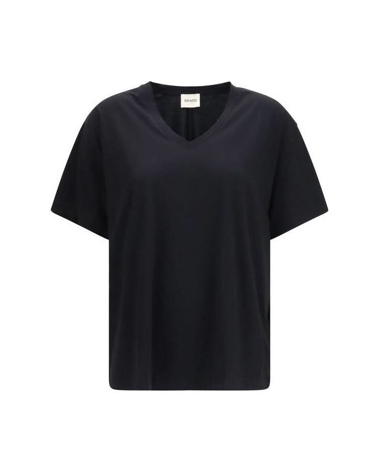 Khaite Black Cotton T-shirt Glam Steals