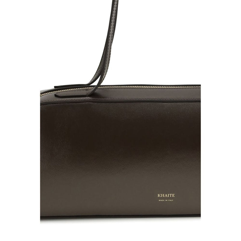 Khaite Brown Calf Leather Bos Taurus Shoulder Bag Glam Steals