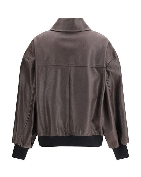Khaite Brown Leather Jacket 