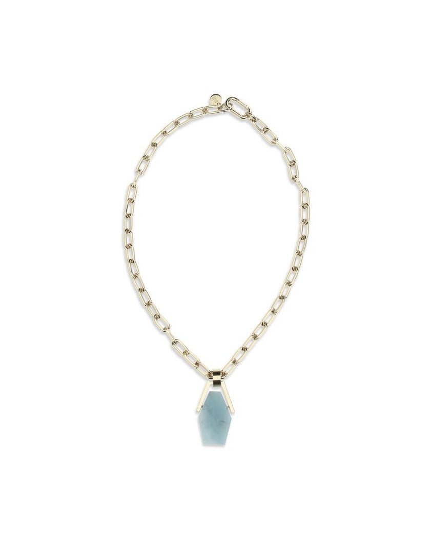 La Double J Light Blue Brass Necklace Glam Steals