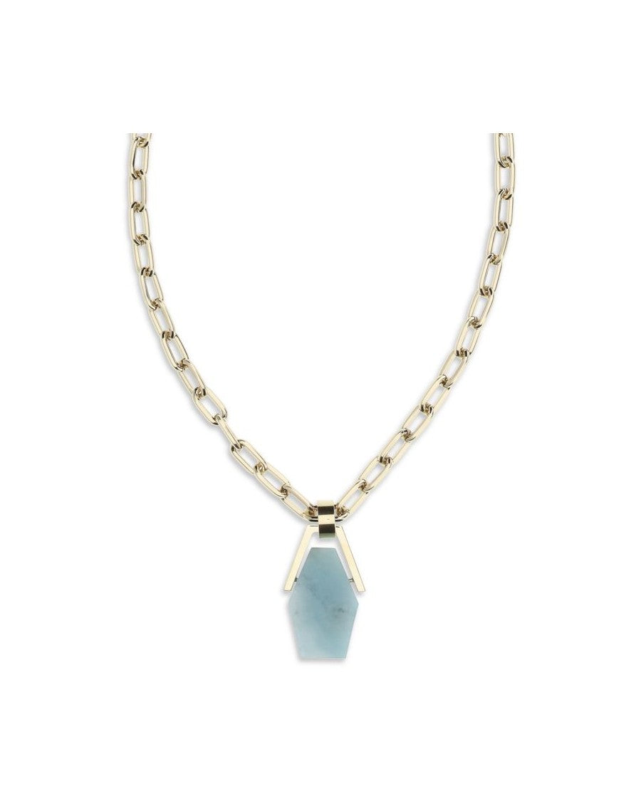 La Double J Light Blue Brass Necklace Glam Steals