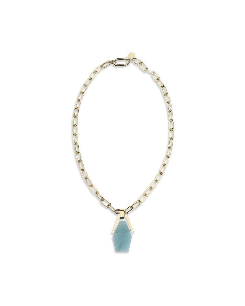 La Double J Light Blue Brass Necklace Glam Steals