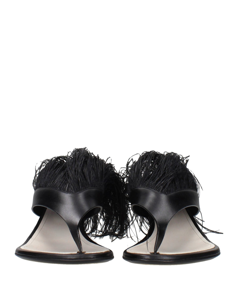 Lanvin Black Leather Flip Flop Sandals Glam Steals