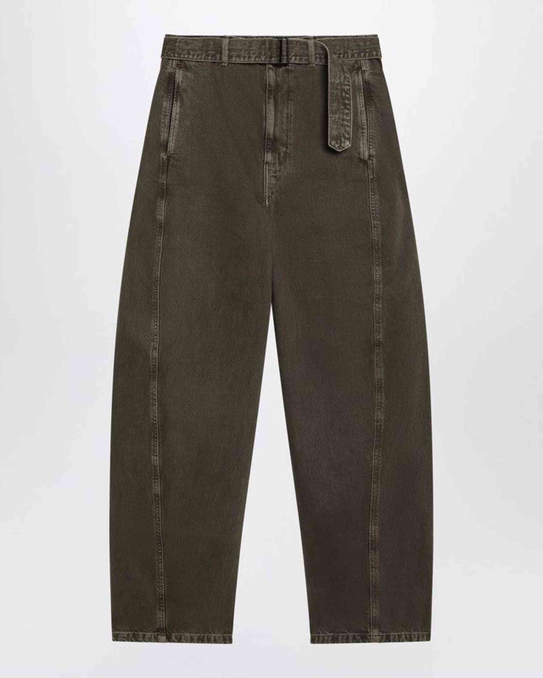 Lemaire Green Denim Trouser With Belt Glam Steals