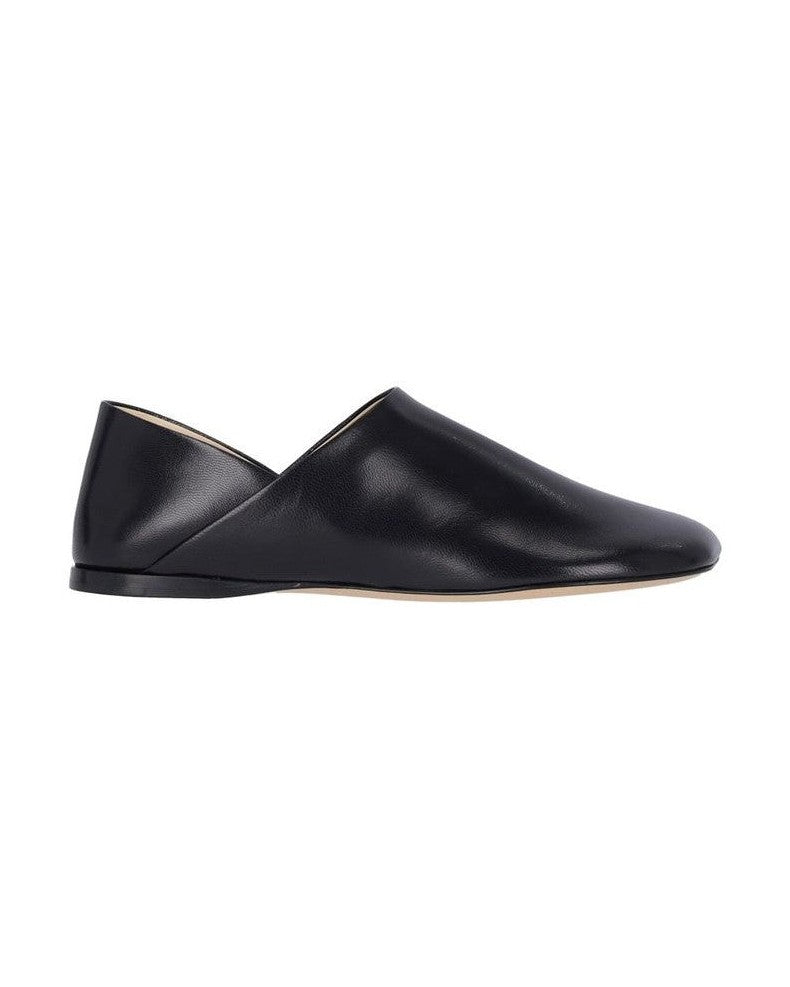 Loewe Black Lamb Leather Slip On Loafers 