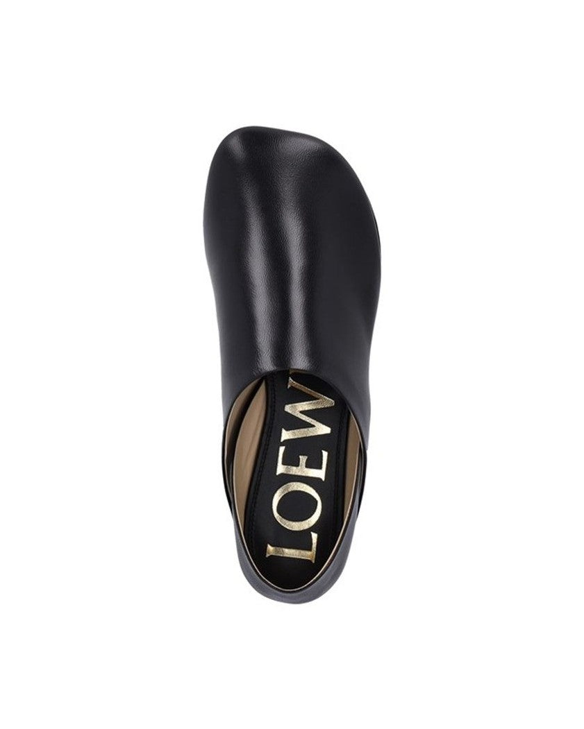 Loewe Black Lamb Leather Slip On Loafers 