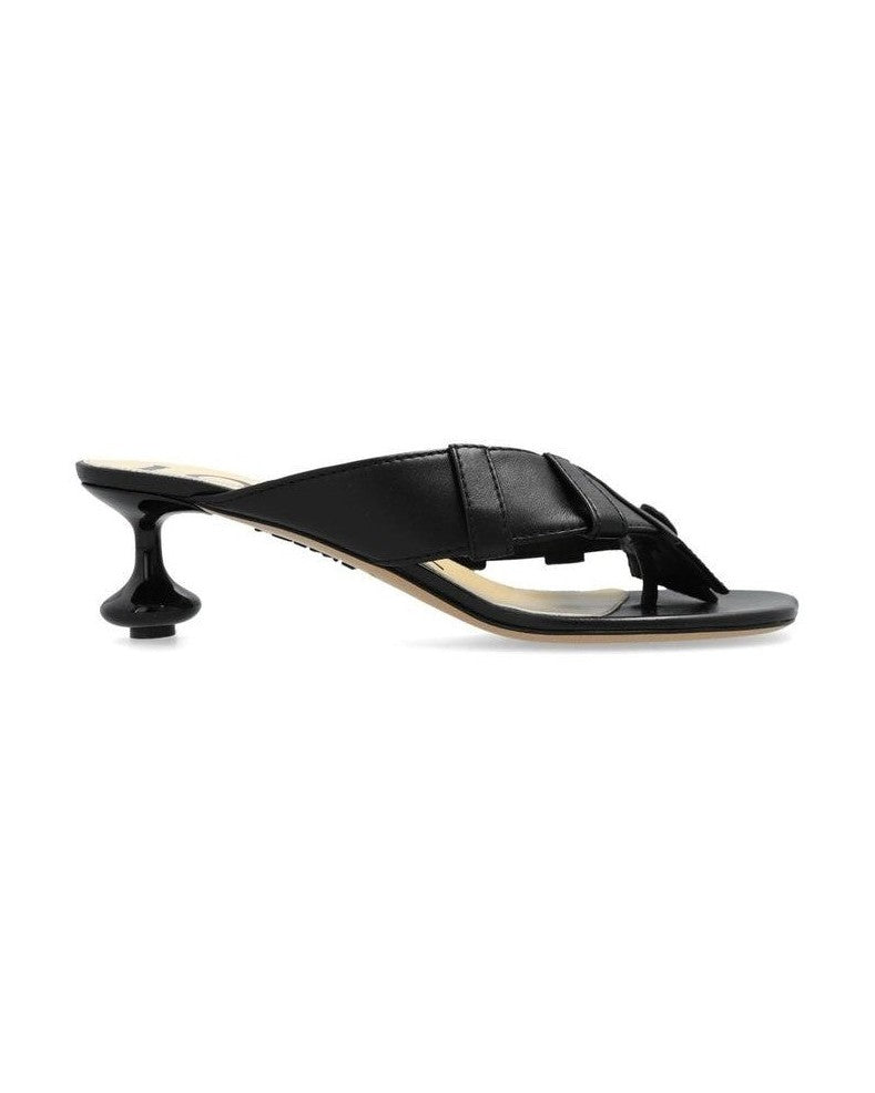Loewe Black Leather Lamb Flat Sandals Glam Steals