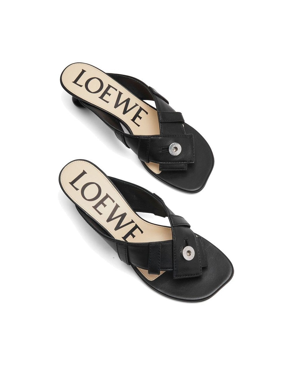 Loewe Black Leather Lamb Flat Sandals Glam Steals