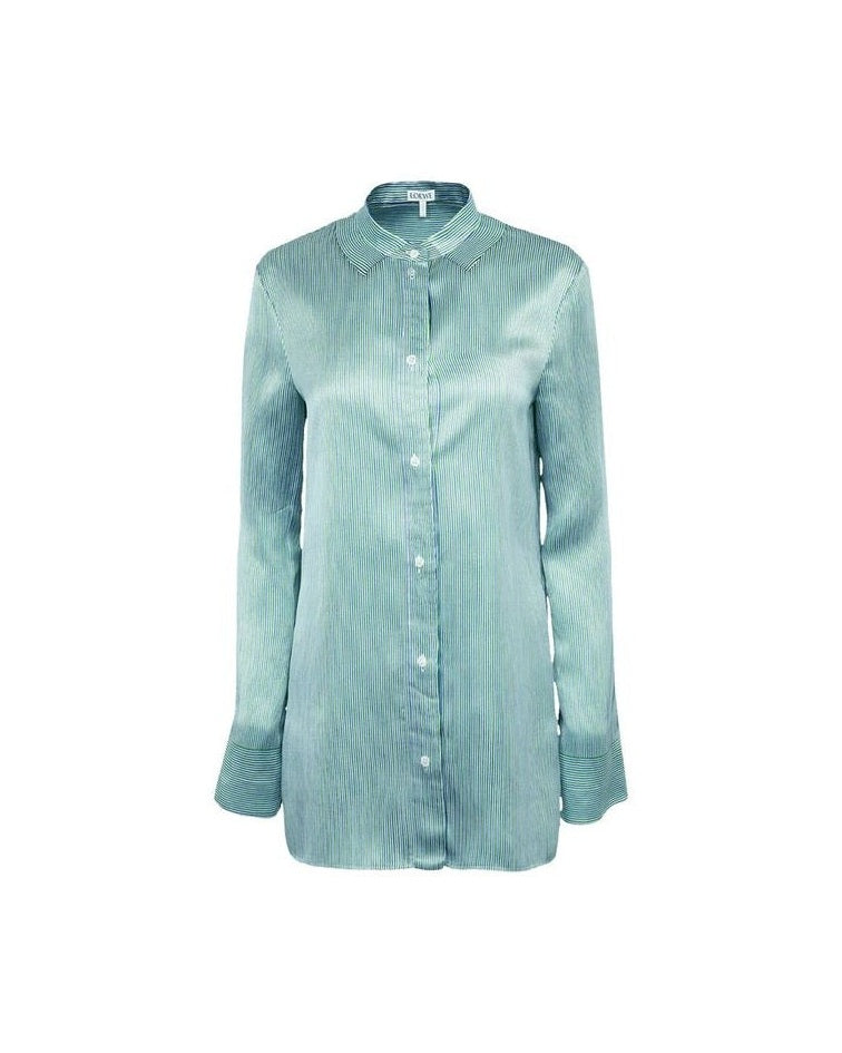 Loewe Blue Silk Pattern Shirt 