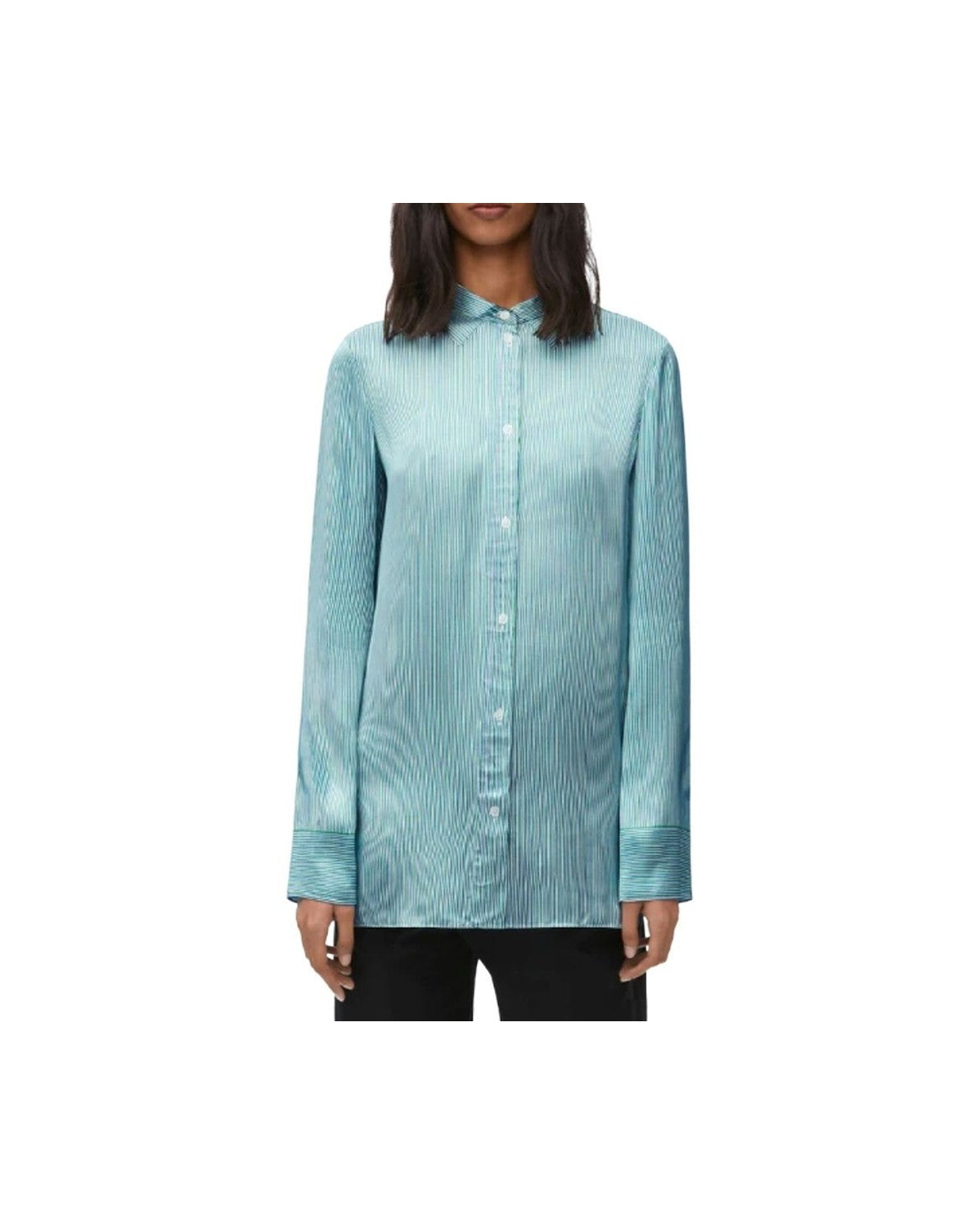 Loewe Blue Silk Pattern Shirt 