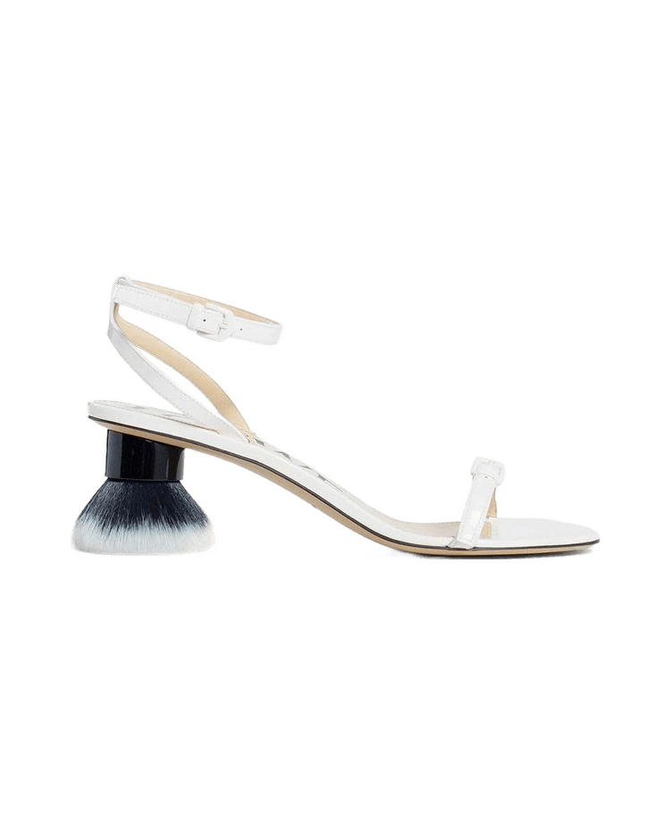 Loewe White Lamb Leather Brush-Heel Sandals Glam Steals