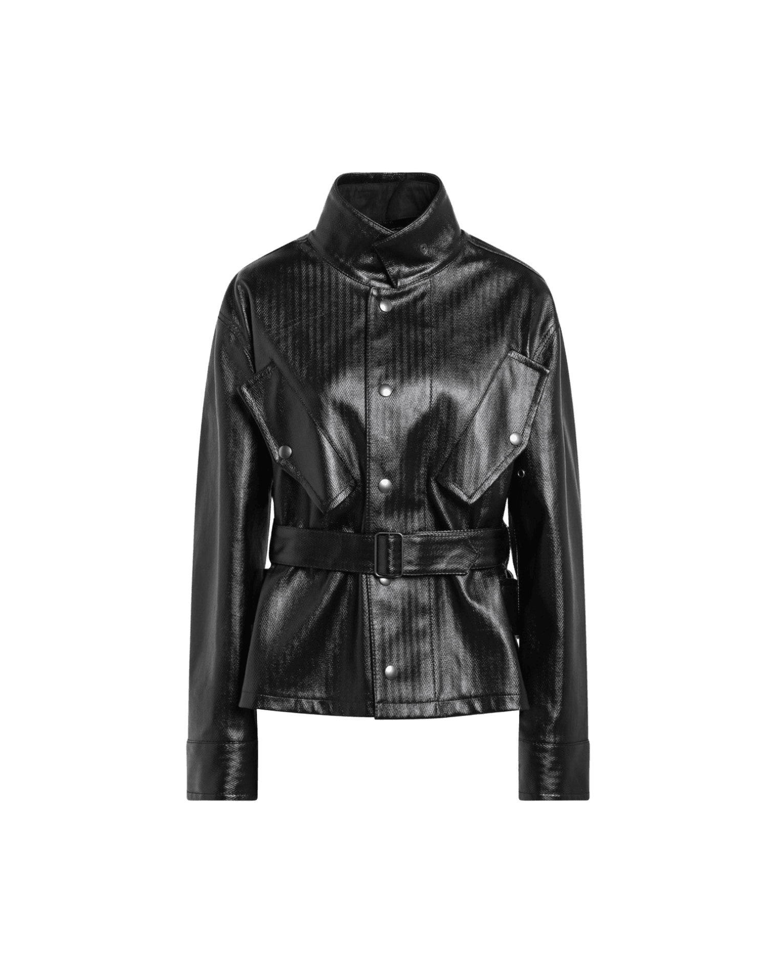 Maison Margiela Black Cotton Laminated Belted Jacket Glam Steals